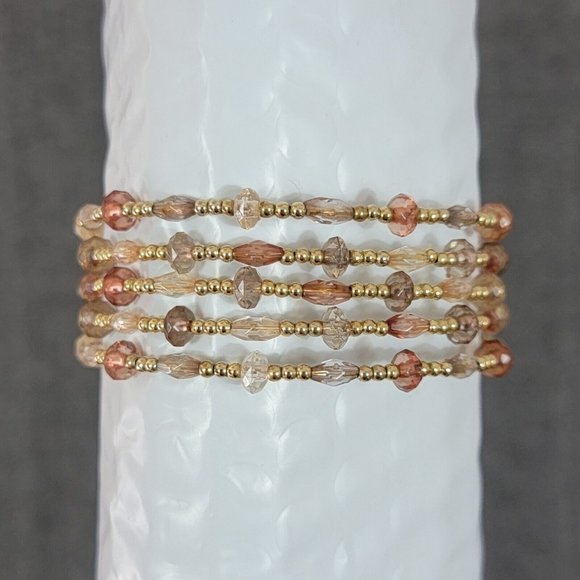 Bundle / Lot of 3 Womens Bracelets Metal Cuff Beaded Expandable Fashion Jewelry - Picture 6 of 7